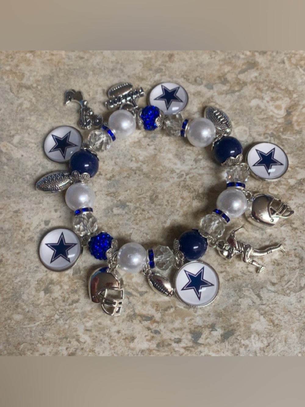 Dallas Cowboys Charm Bracelet with Blue, White & Silver Accents